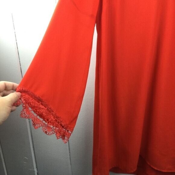 Catherine Malandrino Lagenlook Dress Red V-neck, Size Large - Picture 3 of 10